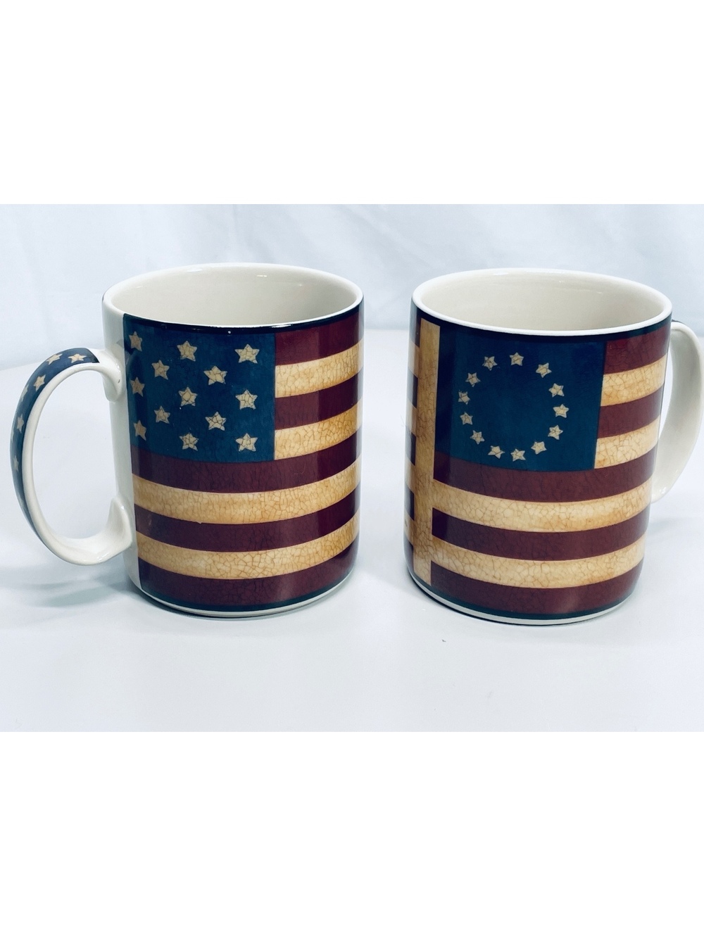 Coventry Genuine Stoneware Liberty Flag Coffee Mug Set of 2 12oz